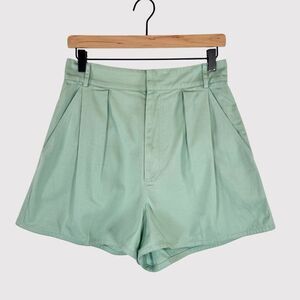 Hunter Bell Womens Shorts Green Double Pleated High Rise Chino Casual Size 6